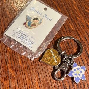 Keychain with Gold and Blue Charms